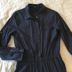 Theory Utility Navy Jumpsuit Lightweight Cotton Size L